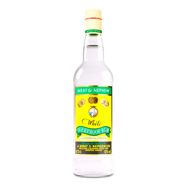 "Image of a 750ml bottle of Wray and Nephew The bottle is labeled with the brand name and features a distinctive design. The rum is well-known for its high quality and is a popular choice among rum enthusiasts."